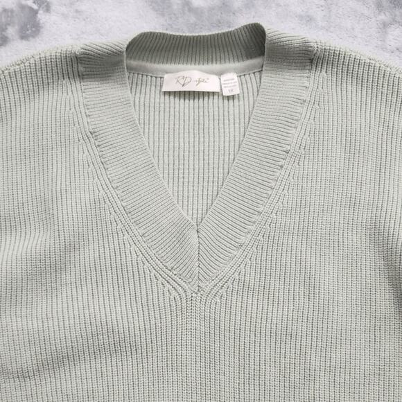 NEW Stitch Fix RD Style Sweater Women 1X Green Boyfriend Pullover Relaxed V-Neck - Picture 2 of 11